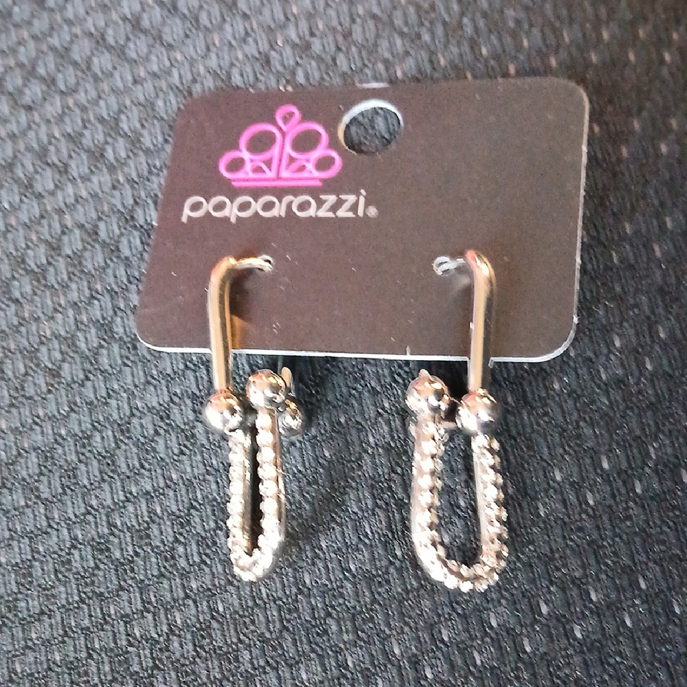 Paparazzi Silver Sparkling Earrings